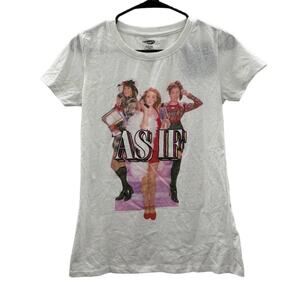 Clueless 'As If'‎ Cher Movie Promotion White Graphic Short Sleeve Shirt Size L